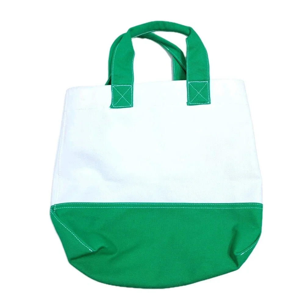 Pottery Barn Kids Tote Dinosaur Green White Cotton Canvas Zip Bag Shoulder